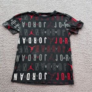 Jordan Brand Kids Black Red All Over Print Jumpman T-Shirt Size S 8-10 YRS